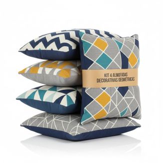 Kit 4 Almofadas Decorativas Geométricas