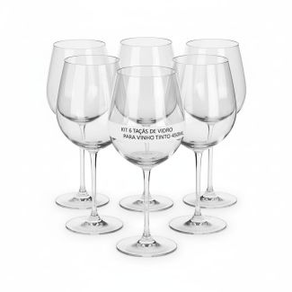 Kit 6 Taças de Vidro para Vinho Tinto 450ml