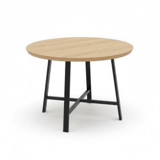 Mesa de Centro Redonda em Metal e Madeira