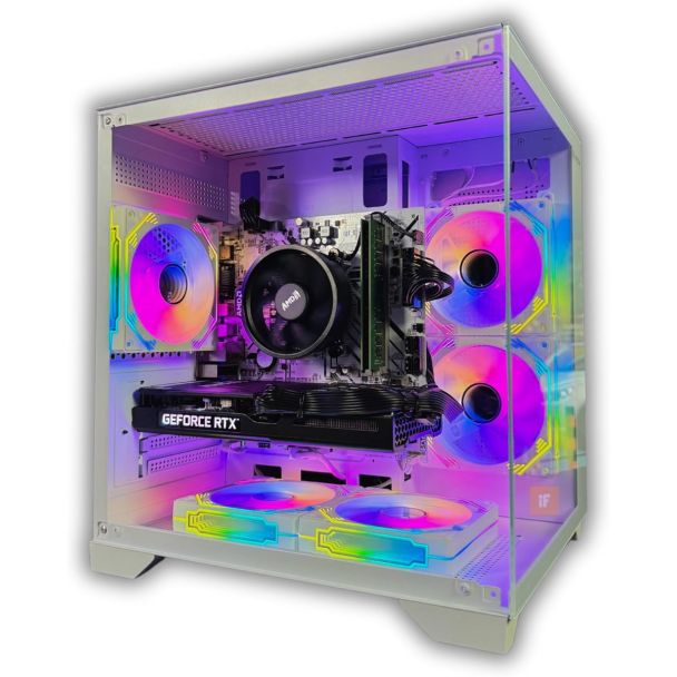 Computador Gamer Ryzen 5, RTX 4060 8GB, 32GB DDR4, Windows 11 Pro Original, PC Montado com Gabinete RGB Branco