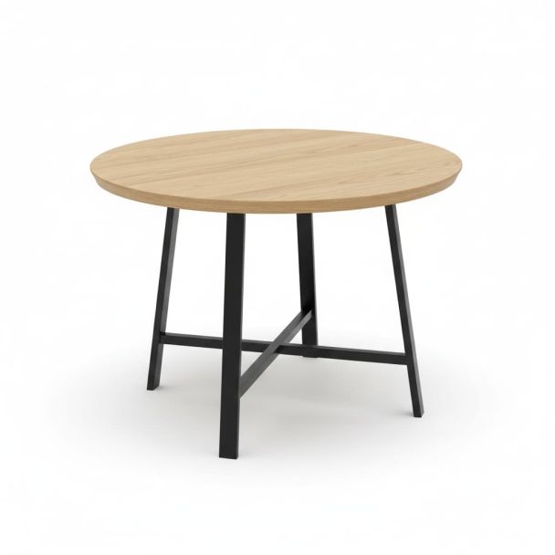 Mesa de Centro Redonda em Metal e Madeira